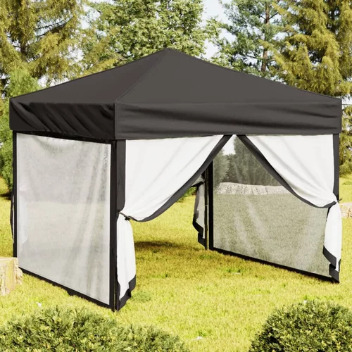 vidaXL Zložljiv vrtni šotor s stranicami antracit 3x3 m