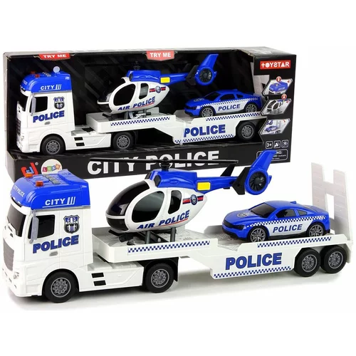  Igračka policijski set kamion transporter helikoptera i auta