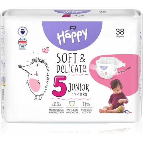 Bella Baby Happy Soft&Delicate Size 5 Junior plenice za enkratno uporabo 11-18 kg 38 kos
