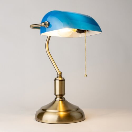  Brilagi - Stona lampa BANK OFFICE 1xE27/60W/230V mesing/plava Slike