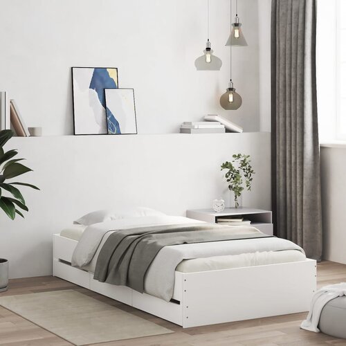 VidaXL Okvir kreveta s ladicama bijelo 75x190 cm drveni Slike