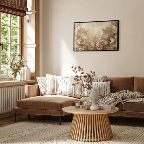  Plakat - Carved Ornaments in Sepia Shades 30x21 Crni okvir Slike