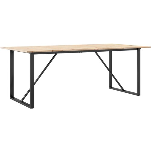VidaXL Jedilna miza O okvir 200x100x75 cm trdna borovina lito železo, (21411751) Slike