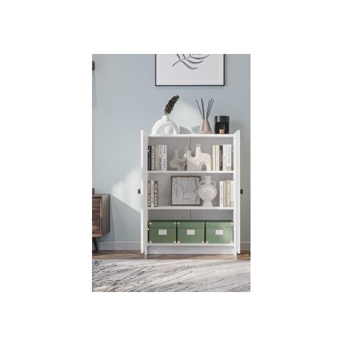 Hanah home Polica za knjige Bili 3 Shelf 2 Lid Slike