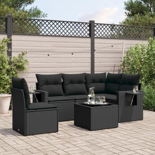 vidaXL 6-dijelni set vrtnih sofa s jastucima crni od poliratana Cijene