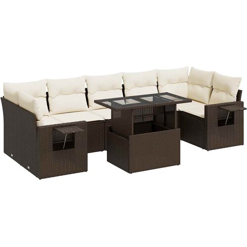Maison Chic Seti vrtnega pohištva - Vrtna garnitura - Vrtni pohištvo set 8-delna z blazinami rjav poli ratan, (21800436) Cene