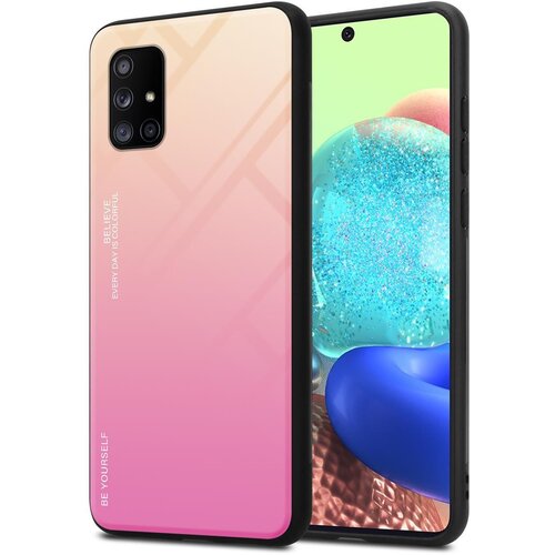 Cadorabo Ohišje, združljiv s Samsungom v rumeni - roza - dvobarvni zaščitni pokrov iz silikona TPU in hrbta iz kaljenega stekla, (20569887) Cene