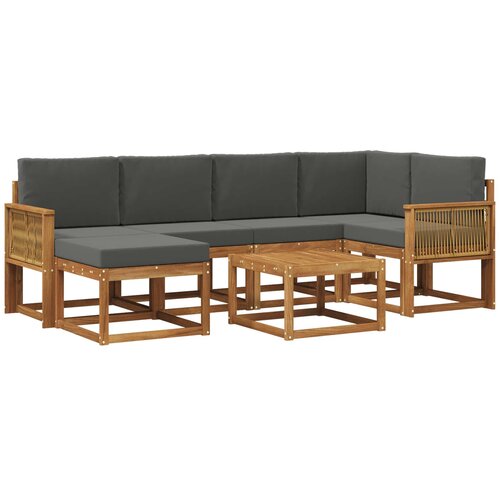 vidaXL Zunanja garnitura za sedenje 7 pcs Naravna in antracitna, (5000281806) Cene