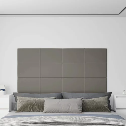 vidaXL Stenski paneli 12 kosov svetlo sivi 90x30 cm žamet 3,24 m²