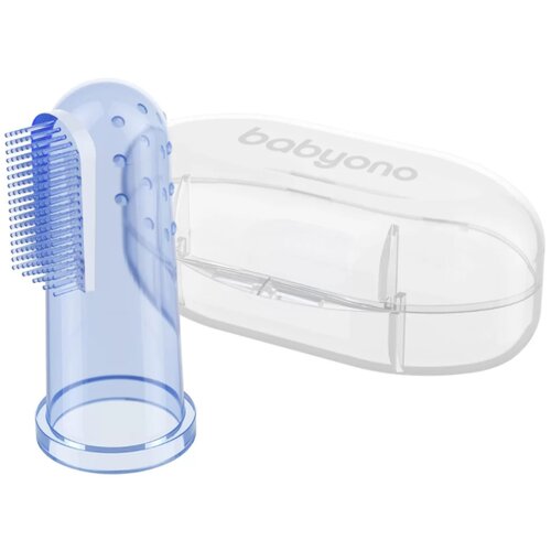 BabyOno Take Care First Toothbrush otroška zobna ščetka za na prst z etuijem Blue 1 kos Cene
