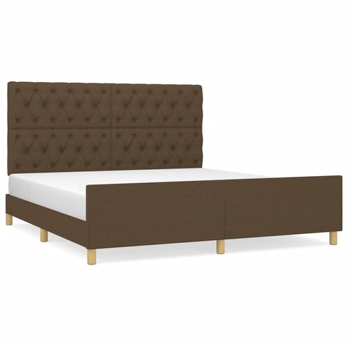 VidaXL Posteljni okvir z vzglavjem temno rjav 140x200 cm blago, (20905799) Slike