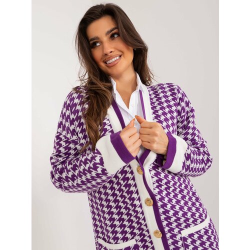 Fashion Hunters Purple-white elegant cardigan Slike