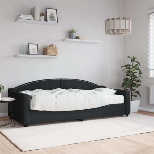 Dnevni krevet s madracem crni 90 x 200 cm od tkanine Slike