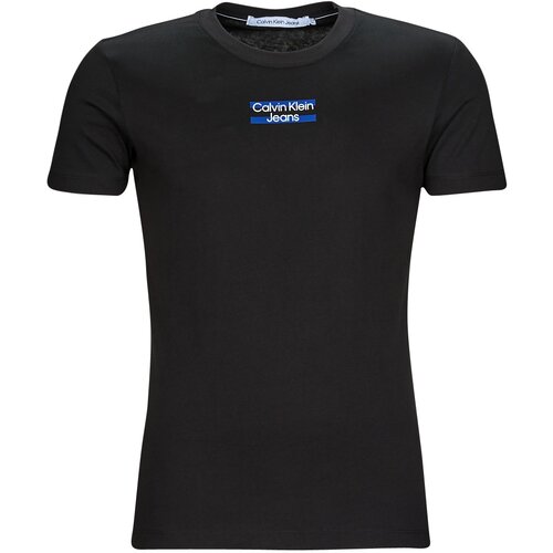 Calvin Klein Jeans TRANSPARENT STRIPE LOGO TEE Crna Slike