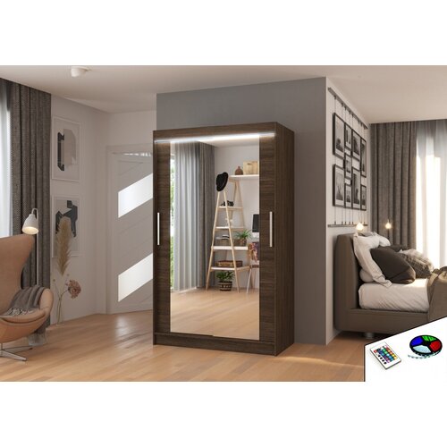 ADRK Drsna omara z ogledalom TIBAGO, 120 cm - ČOKOLADA Cene