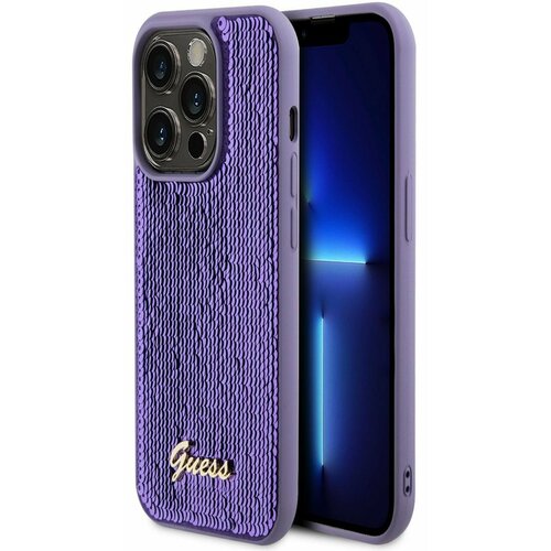 Guess Sequin Script Logo Zadn&iacute; Kryt pro iPhone 14 Pro Max Purple Ovitek za telefon Vijolična Cene