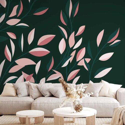  Foto tapeta - Flowering vine - minimalist climbing leaves on a green background 400x280 Cijene