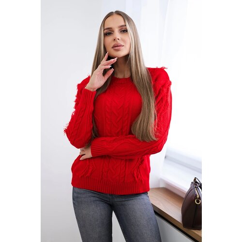 Kesi Sweater with cable weave in red Cene