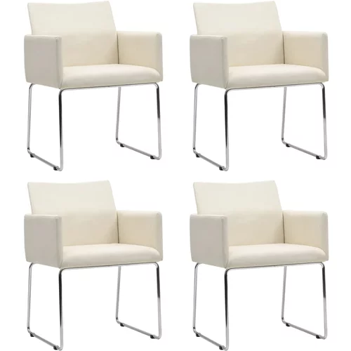  Blagovaonske stolice od tkanine 4 kom s izgledom platna bijele