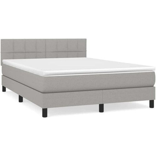  Krevet box spring s madracem svjetlosivi 140x200 cm od tkanine Slike