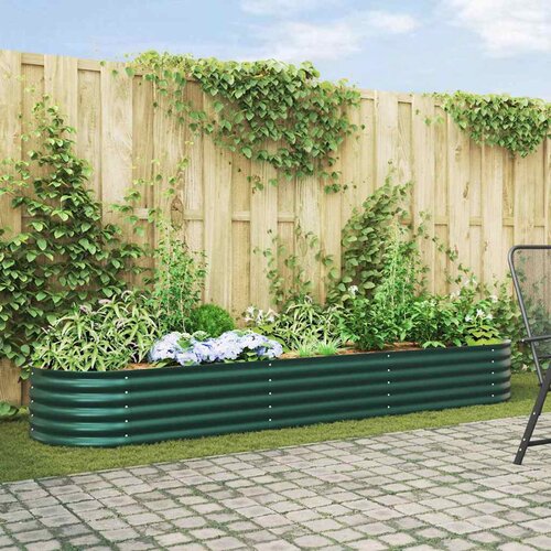 vidaXL Vrtna visoka greda Zelena 320 x 80 x 44 cm Jeklo Cene