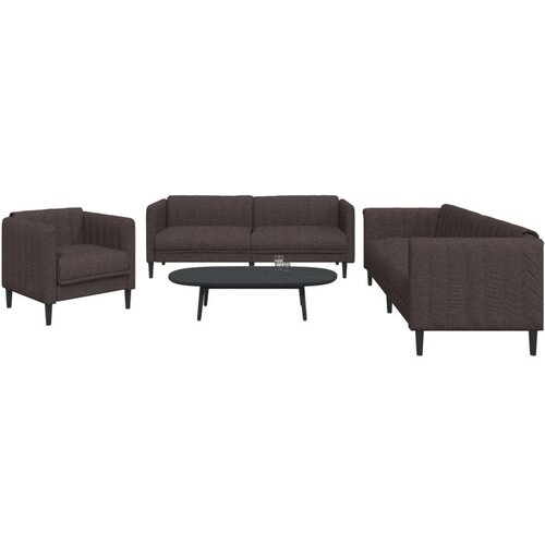  3-dijelni set sofa tamnosmeđi od tkanine Slike