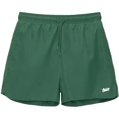 Pull&Bear Kratke kopalne hlače svetlo siva / zelena / bela