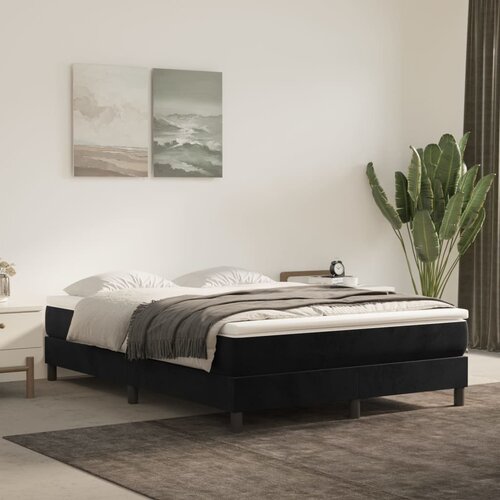 VidaXL Box spring posteljni okvir črn 140x190 cm žamet Slike