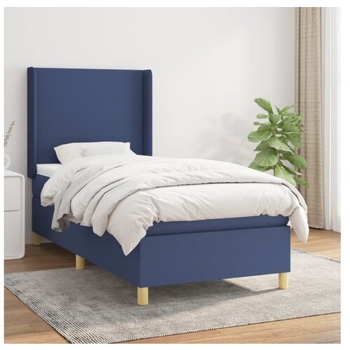 VidaXL Krevet s oprugama i madracem plavi 80x200 cm od tkanine Slike