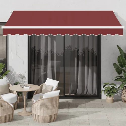 vidaXL Tenda na ručno uvlačenje s LED bordo 350 x 250 cm