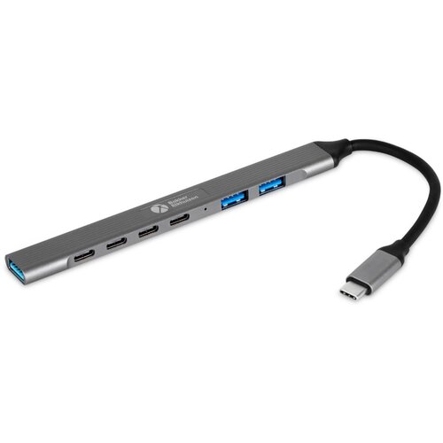  BakkerElkhuizen USB-C Hub 7-in-1 (3A+4C) USB Type-C 5000 Mbit /s Black, Gray Slike