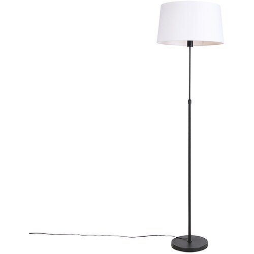 QAZQA Stoječa svetilka črna z belim platnenim senčilom nastavljiv 45 cm - Parte Cene