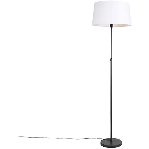 QAZQA Stoječa svetilka črna z belim platnenim senčilom nastavljiv 45 cm - Parte