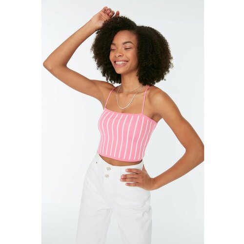 Trendyol Pink Striped Knitwear Blouse Slike
