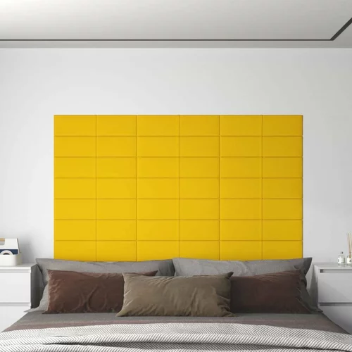  Zidne ploče 12 kom žute 60 x 15 cm baršunaste 1 08 m²