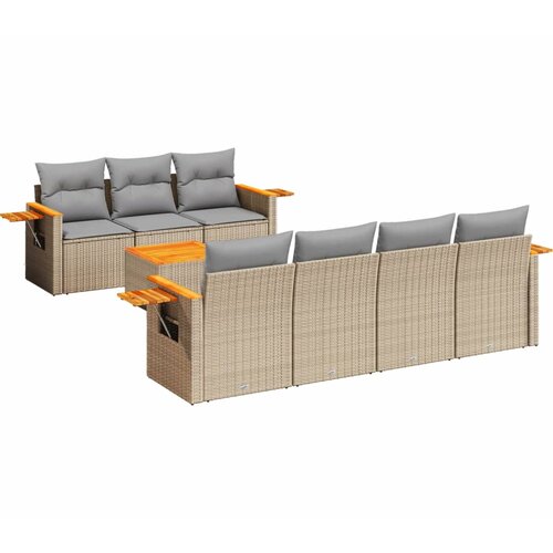  8-dijelni set vrtnih sofa od poliratana s jastucima bež Slike