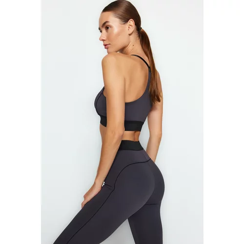 Trendyol Dark Anthracite Push Up Full Length Sports Tights With Contouring Label and Elastic Detail