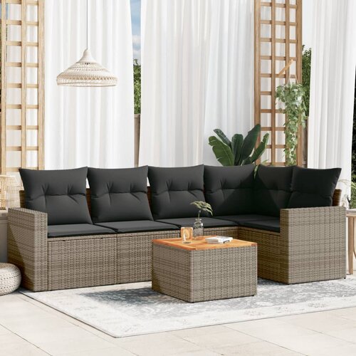 vidaXL 6-dijelni set vrtnih sofa od poliratana s jastucima sivi Cijene