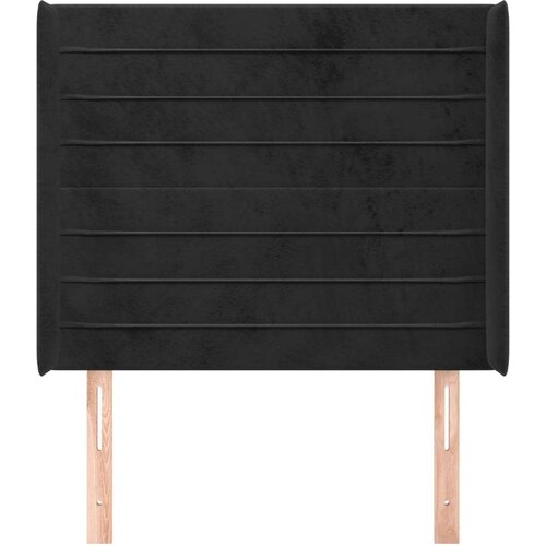  Uzglavlje s u&amp;scaron;ima crni 83x16x118/128 cm bar&amp;scaron;unasti Slike