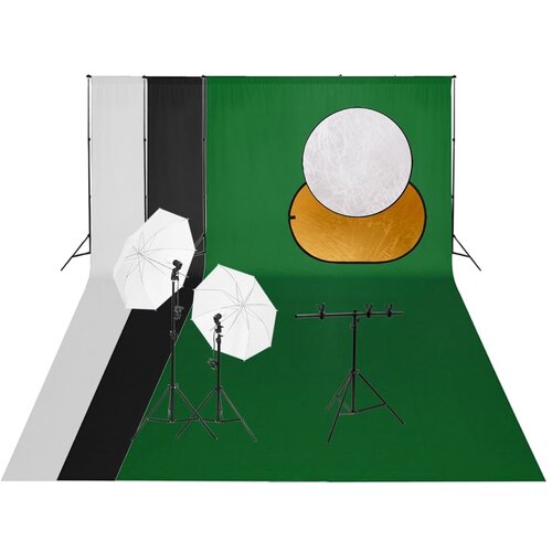 vidaXL komplet za foto studio z lučmi, ozadjem in reflektorjem Cene