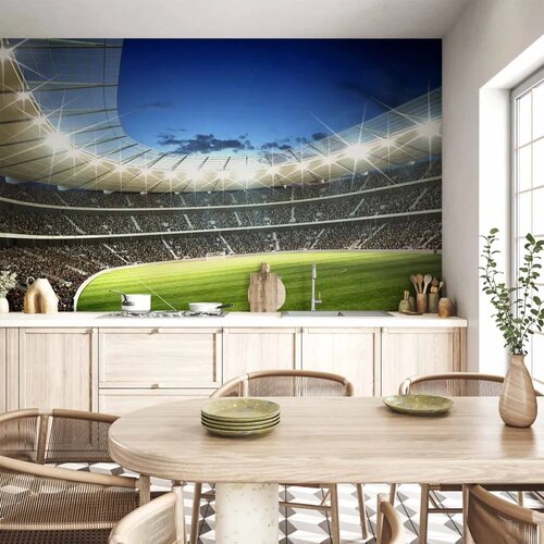  Foto tapeta - Football pitch - illuminated stadium with crowded stands 250x175 Vodootporna Cijene