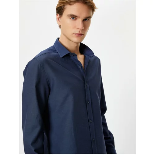 Koton Slim Fit Shirt Half Italian Collar Long Sleeve