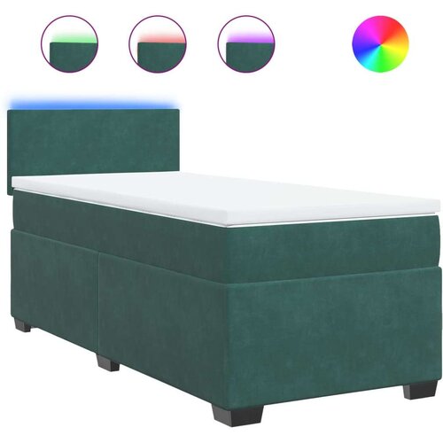 VidaXL Box spring krevet s madracem tamnozeleni 90x190 cm bar&amp;scaron;unasti Slike