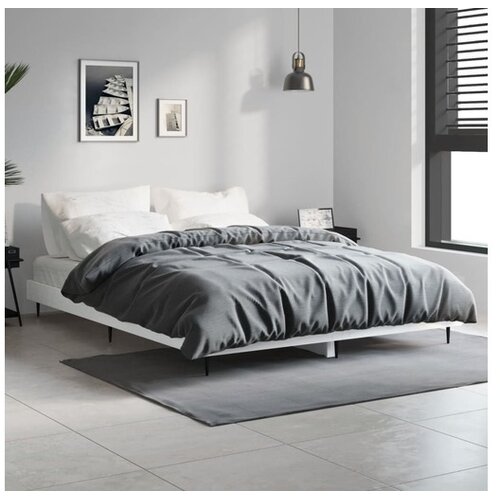 vidaXL Kreveta visoki sjaj bijeli 135 x 190 cm konstruirano drvo Cene