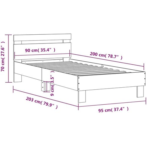 VidaXL Okvir za krevet s uzglavljem boja hrasta 90x200 cm drveni Slike