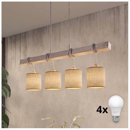 Brilagi LED luster na lanku NUBILA 4xE27/60W/230V siva/svetlo braon Slike