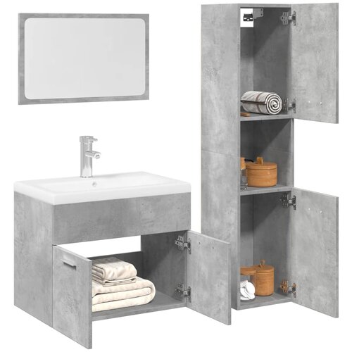  3-dijelni set kupaonskog namještaja siva boja betona drveni 60 x 38.5 x 46 cm Cene