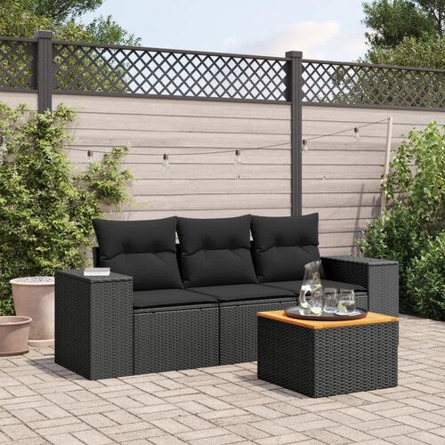  4-dijelni set vrtnih sofa od poliratana s jastucima crni Cijene
