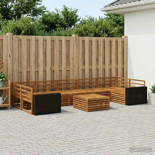  Set vanjskih sofa 8 kom. Prirodna Čvrsto drvo akacije Smeđa Slike