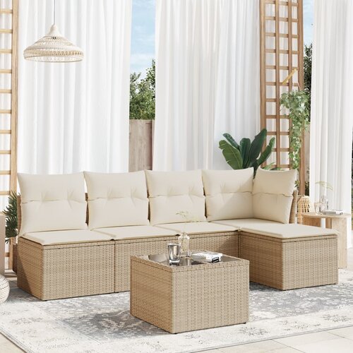 vidaXL 6-dijelni set vrtnih sofa s jastucima bež od poliratana Cijene